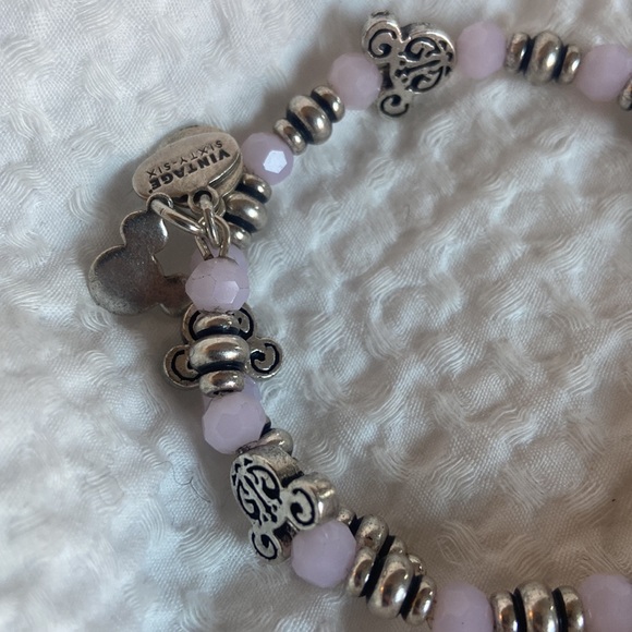 Alex and Ani x Disney Vintage Sixty-Six Pink and Silver Mickey Wrap Bracelet - Picture 2 of 2
